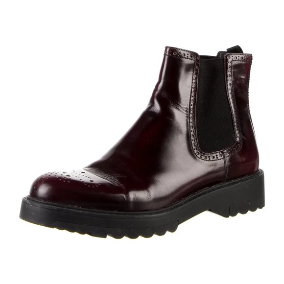 Prada Patent Leather Chelsea Boots Sz 41